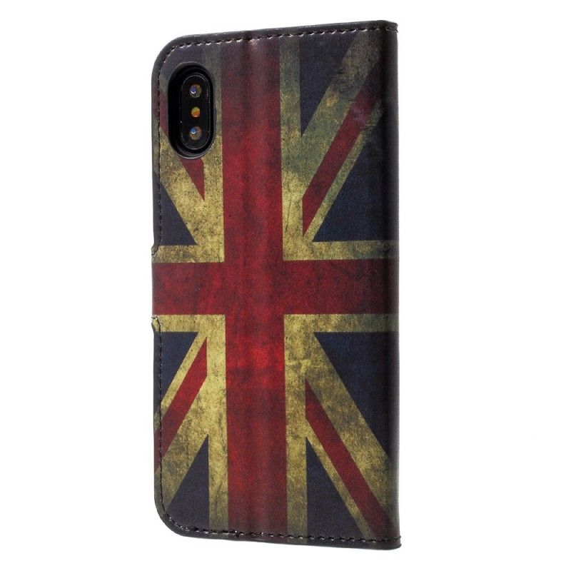 Läderfodral iPhone X Mobilskal Englands Flagga