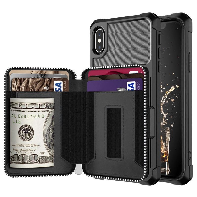 Skal för iPhone X Svart Multifunktionell Plånbok