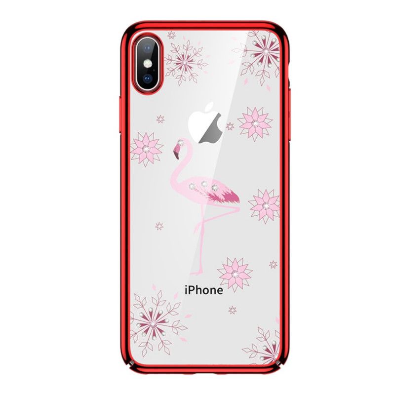 Skal för iPhone X Svart Sulada Flamingodiamanter