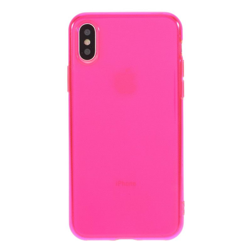 Skal iPhone X Magenta Färgad Transparent Silikon