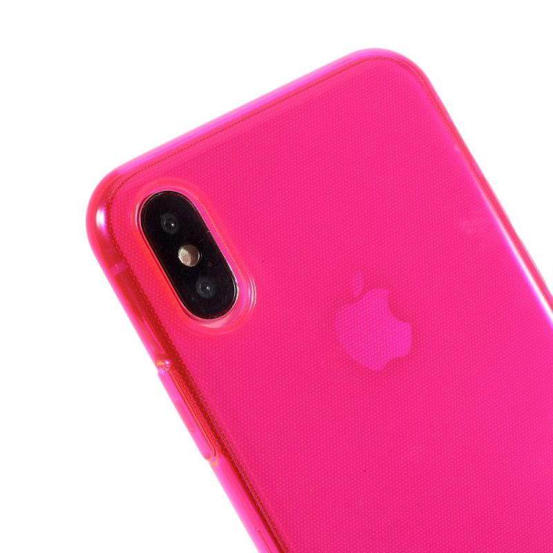 Skal iPhone X Magenta Färgad Transparent Silikon