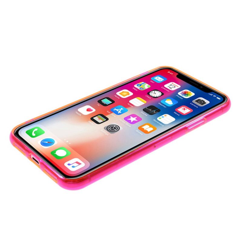 Skal iPhone X Magenta Färgad Transparent Silikon