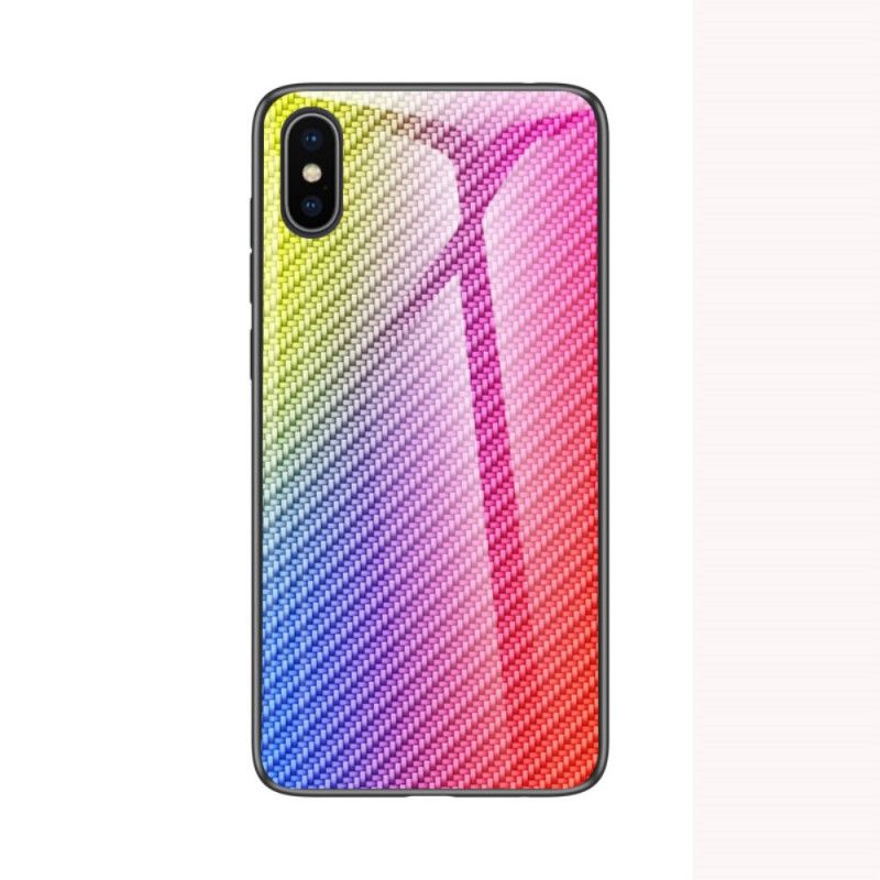 Skal iPhone X Magenta Kolfiberhärdat Glas