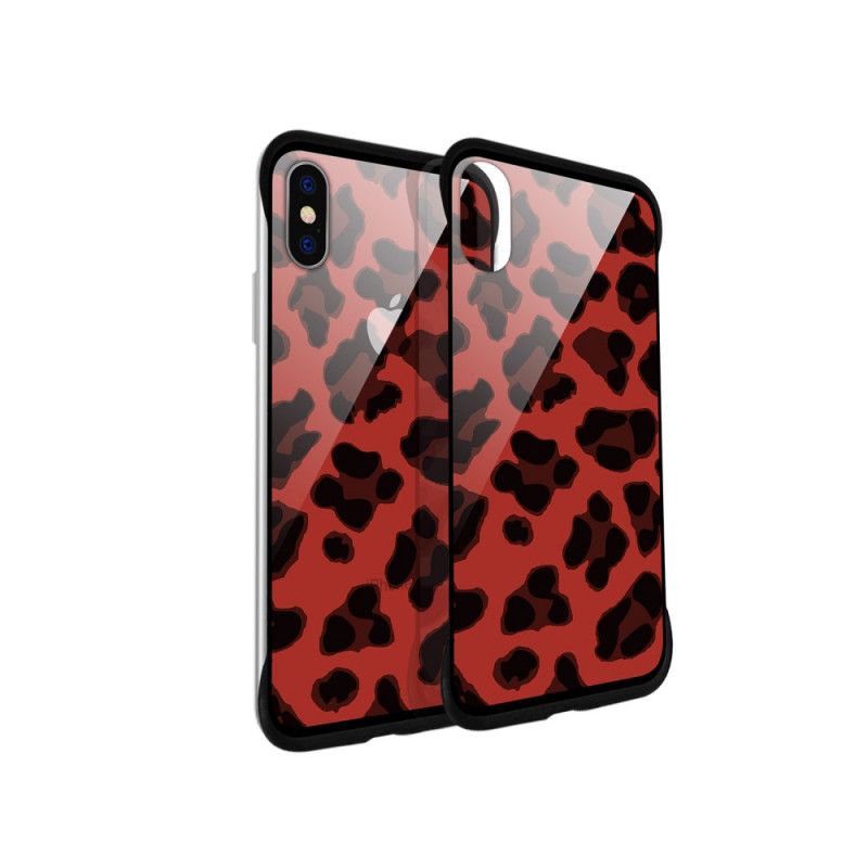 Skal iPhone X Röd Nxe Leopardfläckar