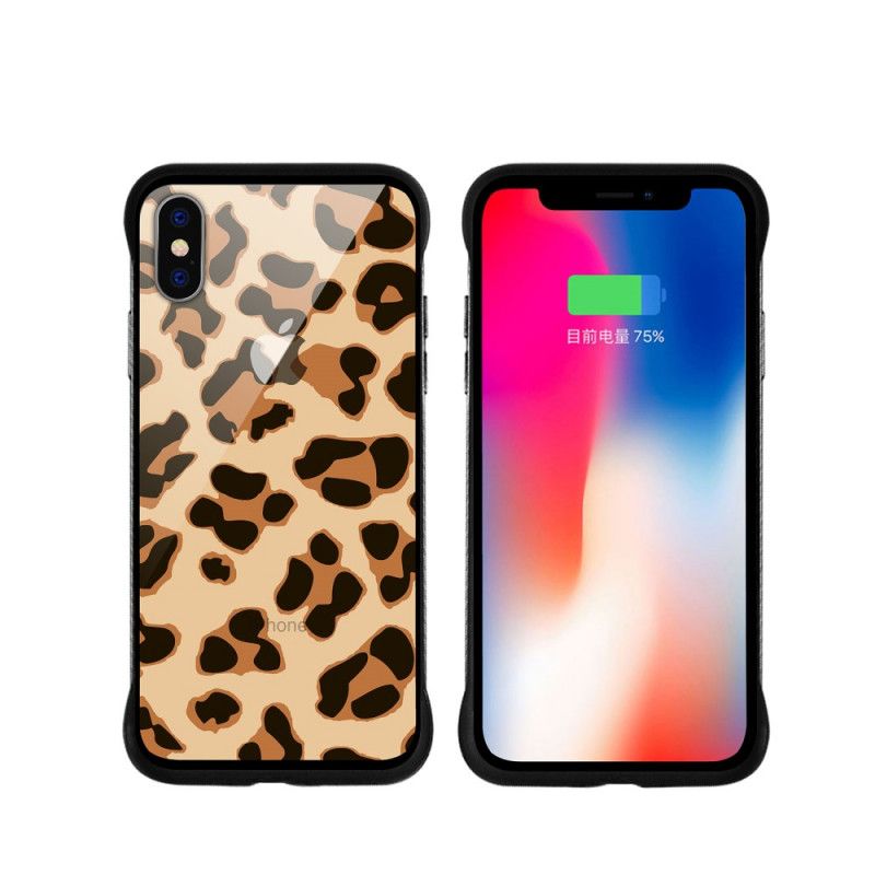 Skal iPhone X Röd Nxe Leopardfläckar