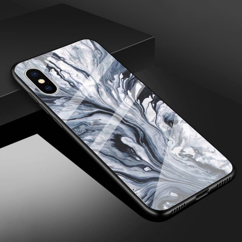 Skal iPhone X Svart Härdat Marmorglas