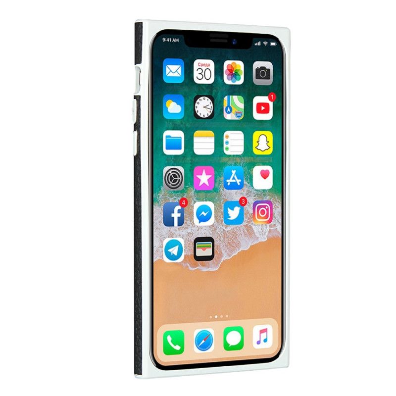 Skal iPhone X Svart Mobilskal Äkta Lychékorthållare Med Snodd