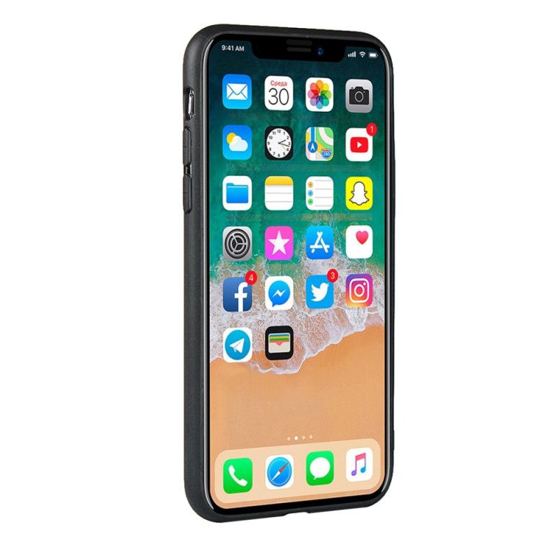 Skal iPhone X Svart Monokrom Dubbelkorthållare