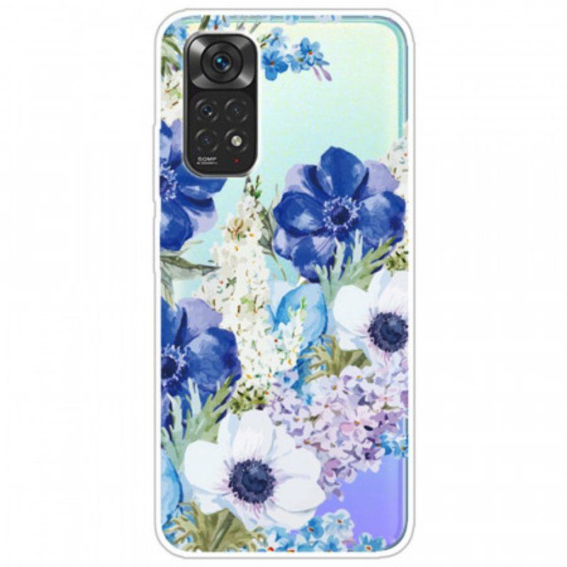 Skal Xiaomi Redmi Note 11 / 11S Sömlös Akvarell Blå Blommor