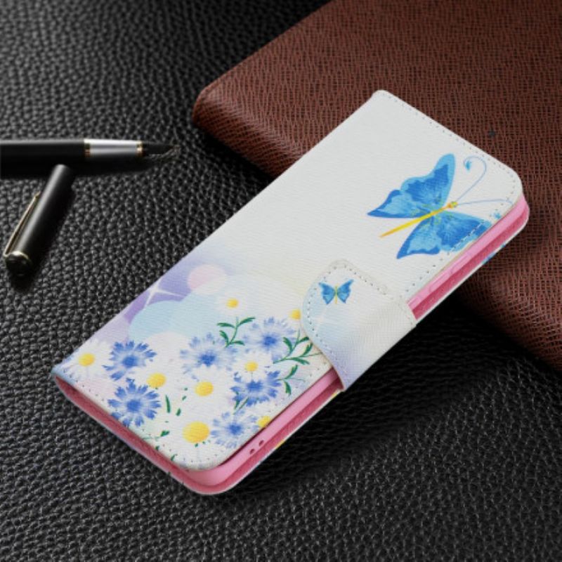 Fodral För Huawei P50 Pro Målade Fjärilar Och Blommor