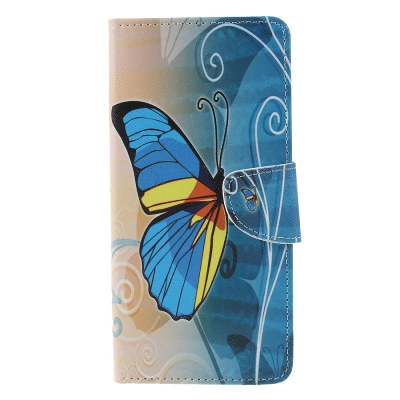 Fodral för Samsung Galaxy A9 Ljusblå Fjärilar Och Blommor