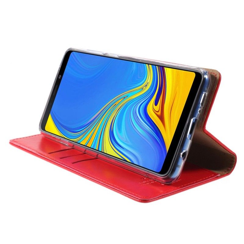 Folio-fodral Samsung Galaxy A9 Röd Mobilskal Lädereffekt Kvicksilver