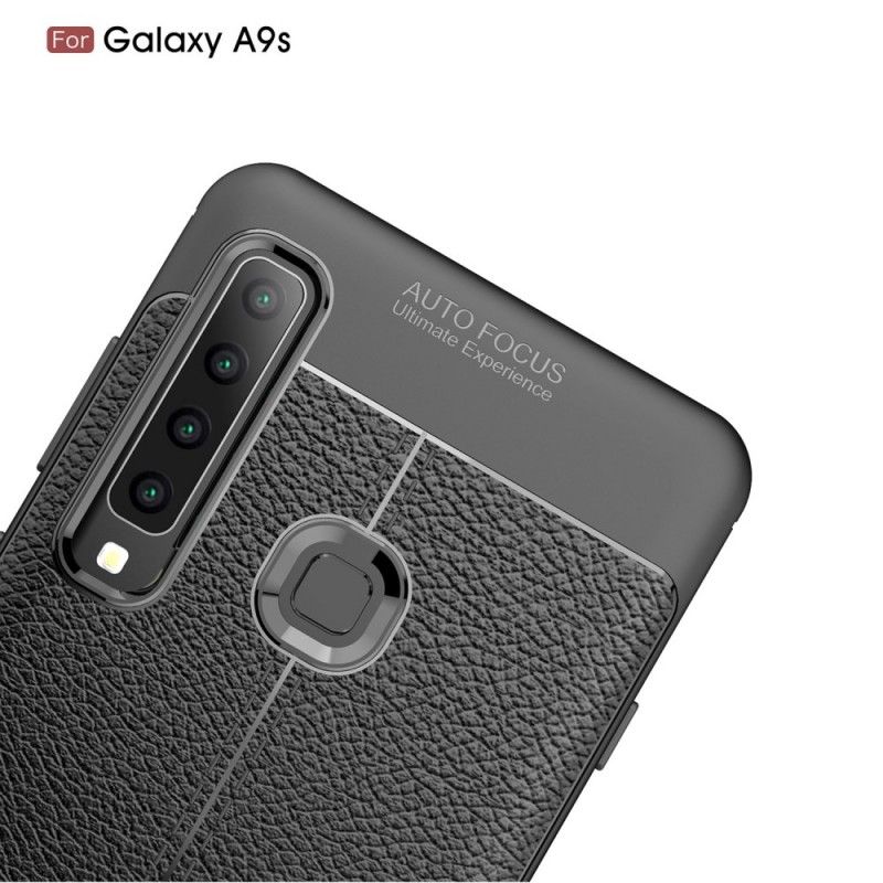 Skal Samsung Galaxy A9 Svart Mobilskal Dubbel Linje Lychee Läder Effekt