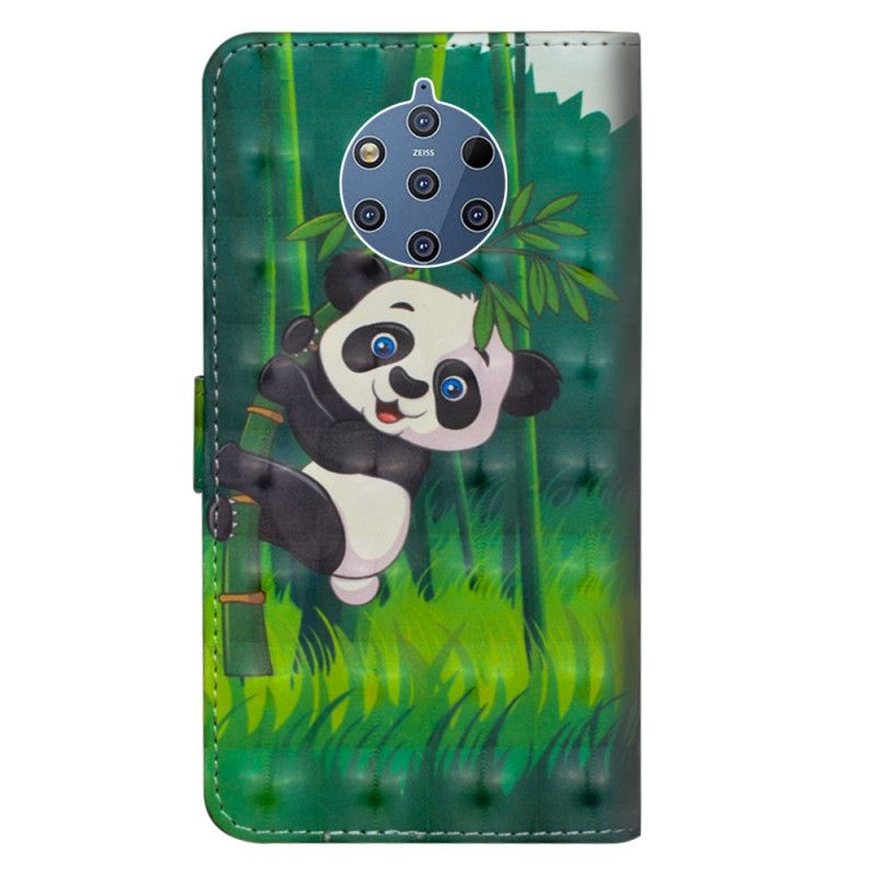 Läderfodral Nokia 9 PureView Mobilskal Panda Och Bambu