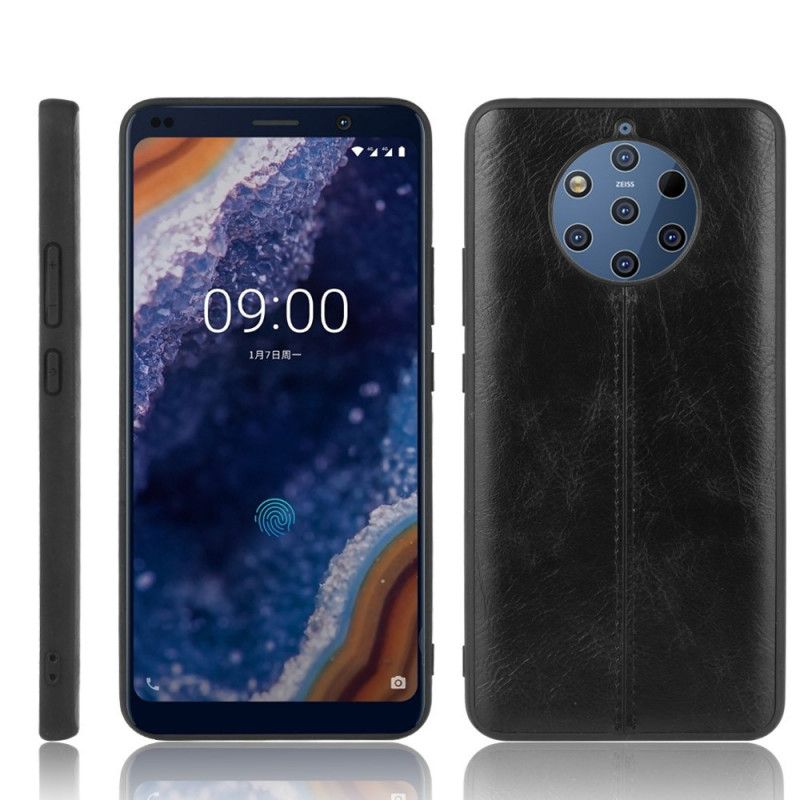 Skal för Nokia 9 PureView Svart Sydd Lädereffekt