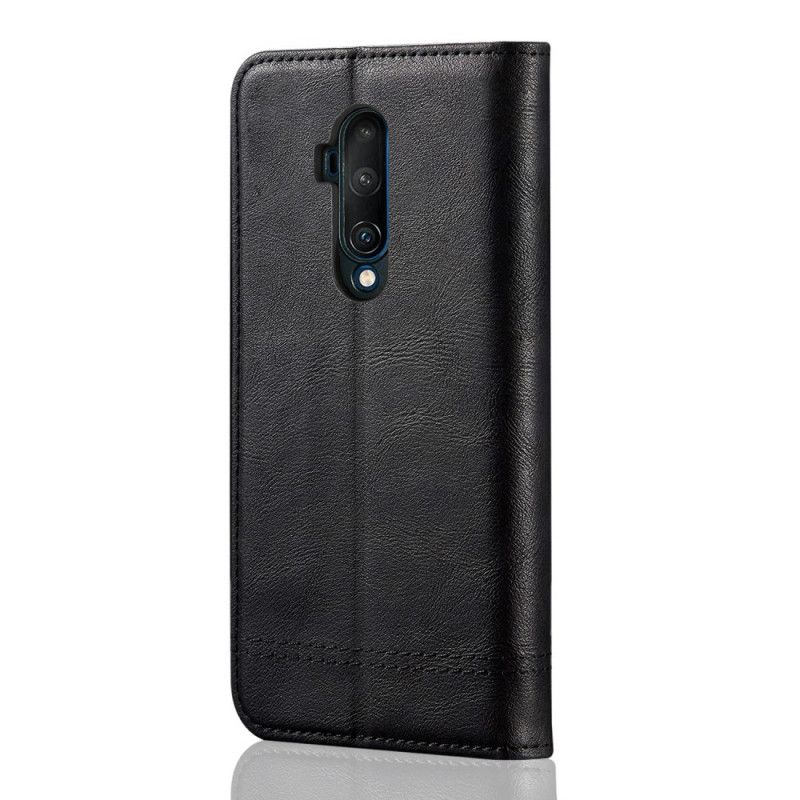 Folio-fodral OnePlus 7T Pro Svart Sydd Lädereffekt