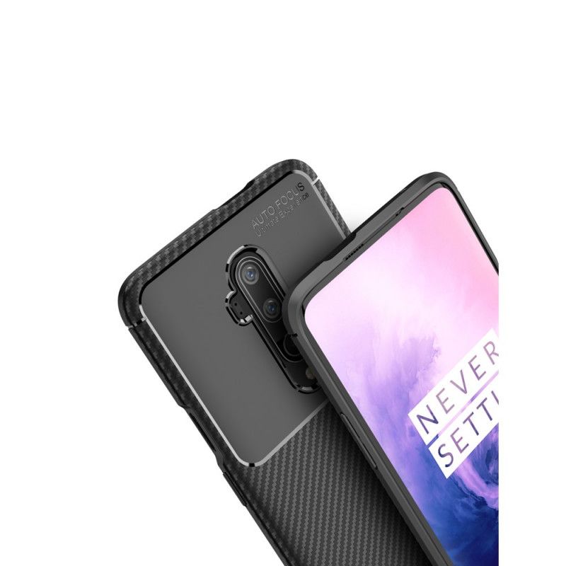 Skal för OnePlus 7T Pro Svart Flexibel Kolfiberstruktur