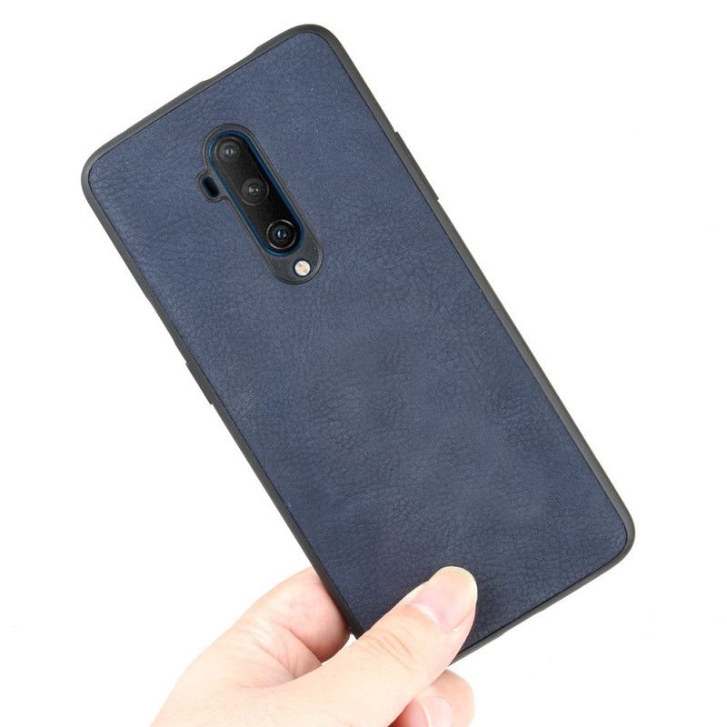 Skal för OnePlus 7T Pro Svart Lädereffekt I Vintage Look