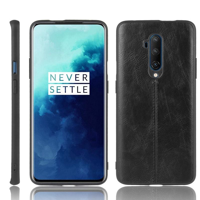 Skal för OnePlus 7T Pro Svart Sydd Lädereffekt