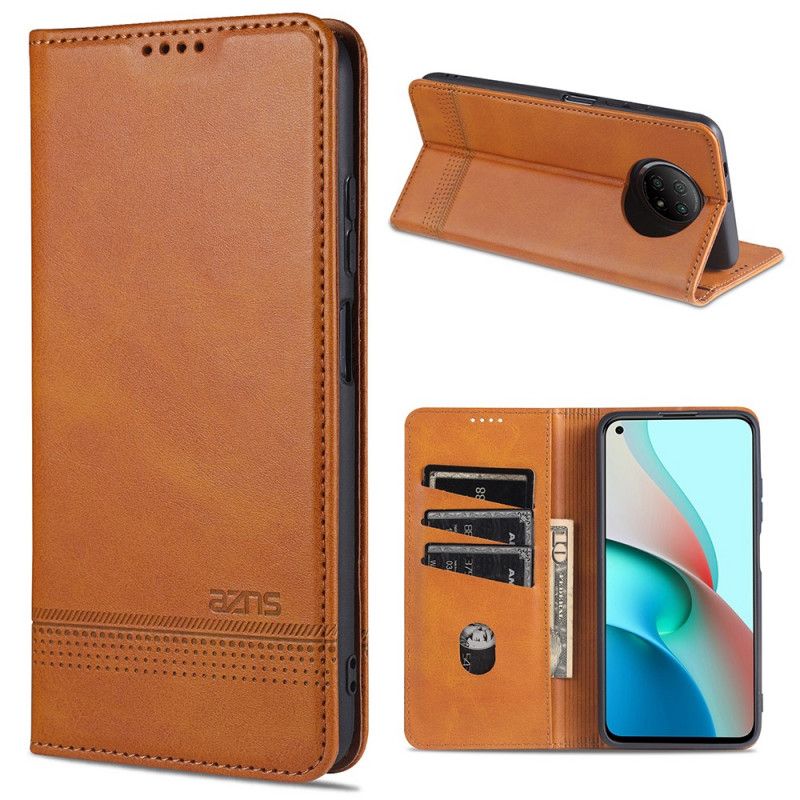 Folio-fodral Xiaomi Redmi Note 9 5G / Note 9T 5G Svart Aznsläderstil