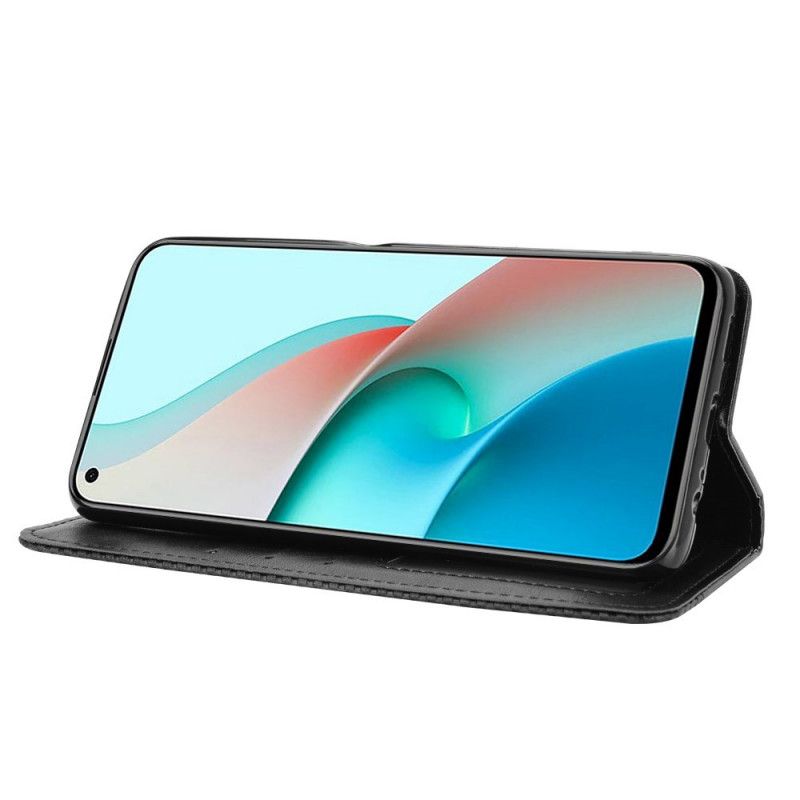 Folio-fodral Xiaomi Redmi Note 9 5G / Note 9T 5G Svart Stiliserad Lädereffekt