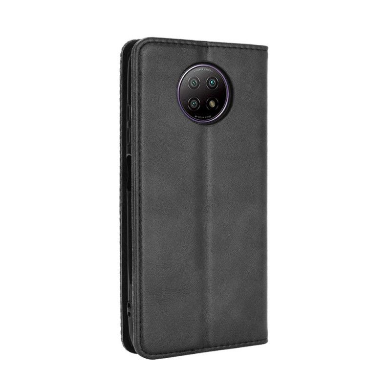 Folio-fodral Xiaomi Redmi Note 9 5G / Note 9T 5G Svart Stiliserad Lädereffekt