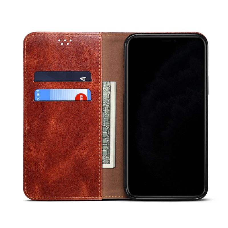 Folio-fodral Xiaomi Redmi Note 9 5G / Note 9T 5G Svart Vaxat Imiterat Läder