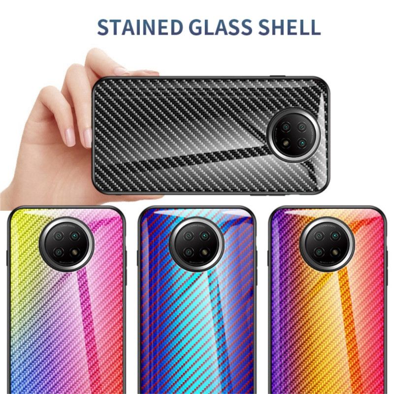 Skal för Xiaomi Redmi Note 9 5G / Note 9T 5G Svart Kolfiberhärdat Glas