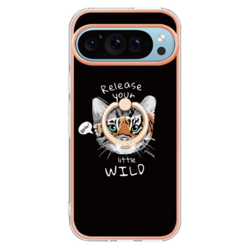 Skal Google Pixel 9 Telefonfodral Cat / Tiger Support Ring