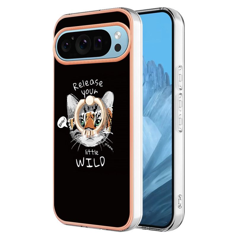 Skal Google Pixel 9 Telefonfodral Cat / Tiger Support Ring