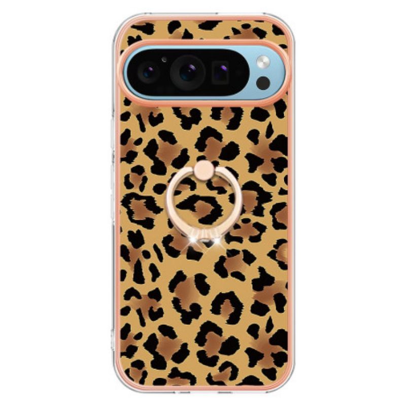 Skal Google Pixel 9 Telefonfodral Ringhållare Med Leopardtryck