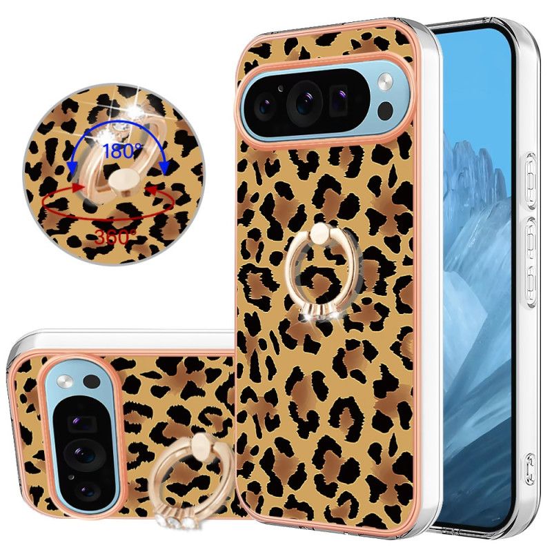 Skal Google Pixel 9 Telefonfodral Ringhållare Med Leopardtryck