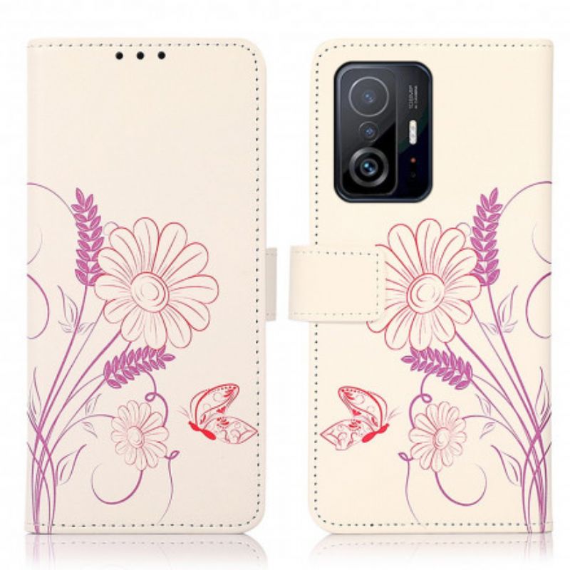 Fodral För Xiaomi Mi 11t / 11t Pro Rita Fjärilar Och Blommor