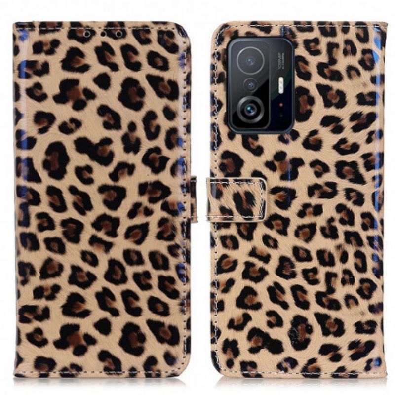 Läderfodral Xiaomi Mi 11t / 11t Pro Telefonfodral Enkel Leopard