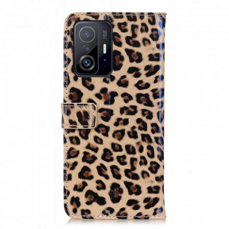 Läderfodral Xiaomi Mi 11t / 11t Pro Telefonfodral Enkel Leopard