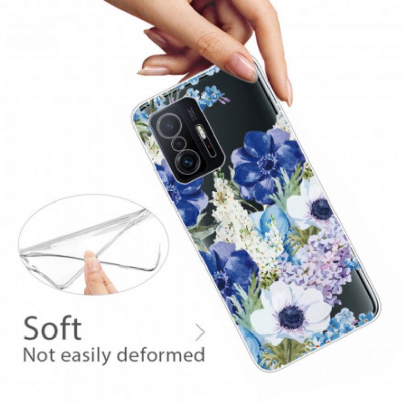 Skal Xiaomi Mi 11t / 11t Pro Telefonfodral Sömlös Blå Blommor Akvarell