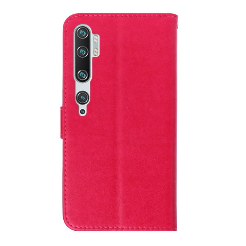 Läderfodral Xiaomi Mi Note 10 / 10 Pro Magenta Mobilskal Fjäril Charm