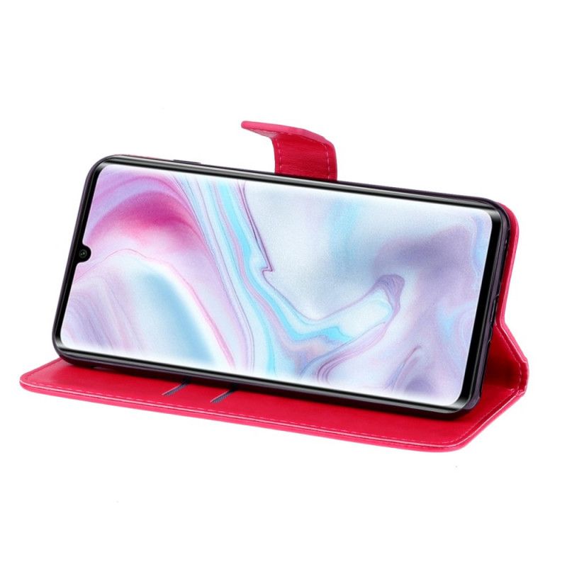 Läderfodral Xiaomi Mi Note 10 / 10 Pro Magenta Mobilskal Fjäril Charm