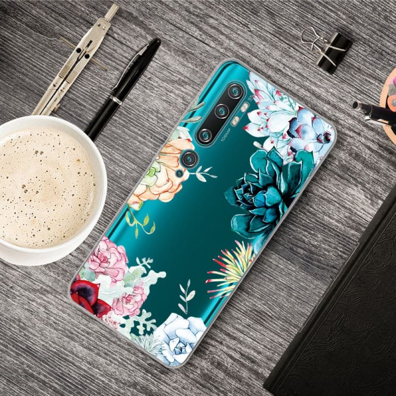 Skal Xiaomi Mi Note 10 / 10 Pro Genomskinliga Akvarellblommor