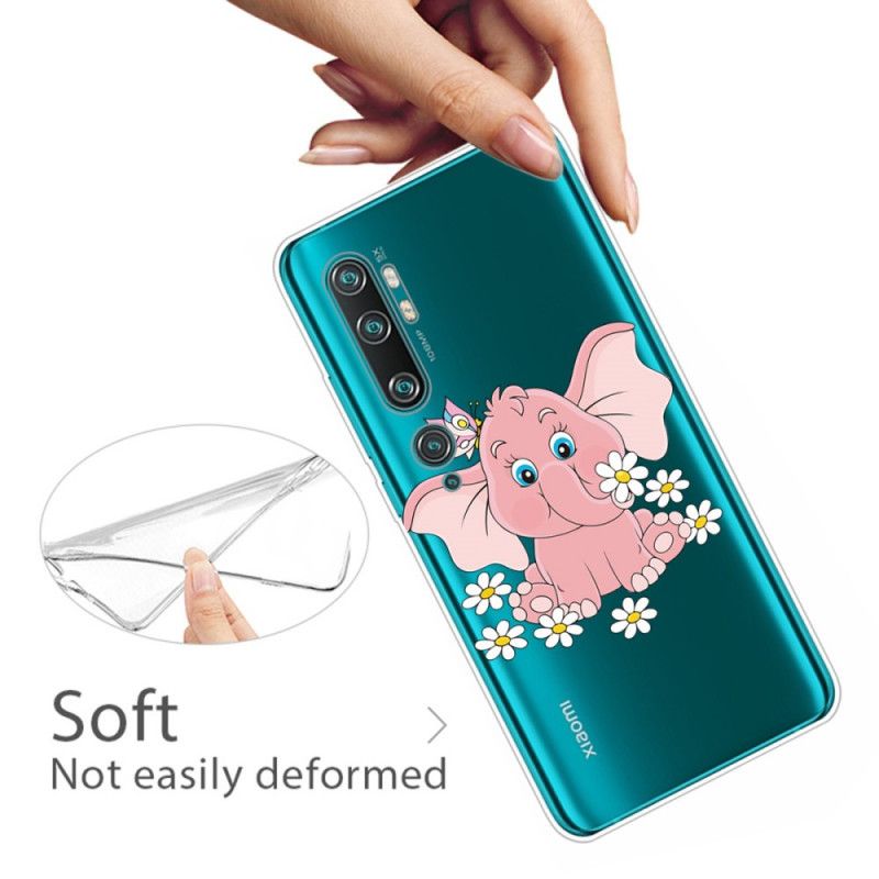 Skal Xiaomi Mi Note 10 / 10 Pro Mobilskal Transparent Rosa Elefant