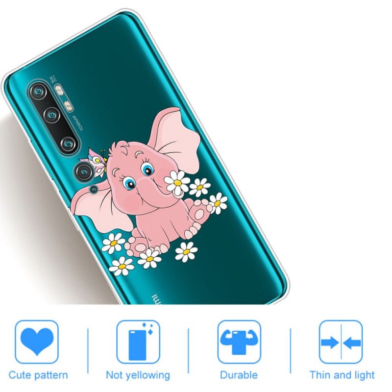 Skal Xiaomi Mi Note 10 / 10 Pro Mobilskal Transparent Rosa Elefant