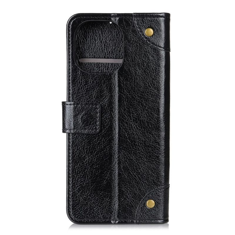 Läderfodral Xiaomi Mi 11 Svart Vintage Nitar Nappaskinn Stil