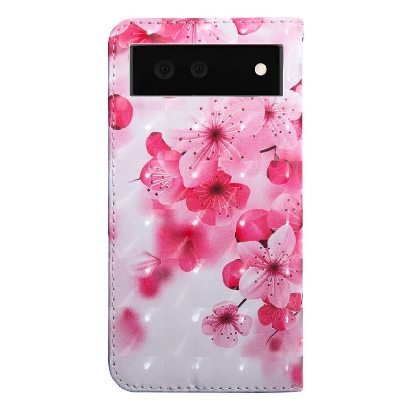 Läderfodral Google Pixel 6 Telefonfodral Rosa Blommor