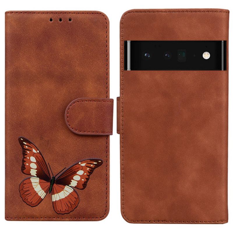 Läderfodral Google Pixel 6 Telefonfodral Skin-touch Butterfly