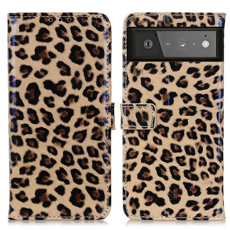 Läderskal Fodral Google Pixel 6 Enkel Leopard