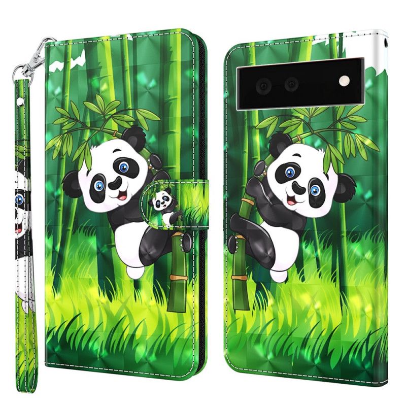 Läderskal Fodral Google Pixel 6 Panda Och Bambu