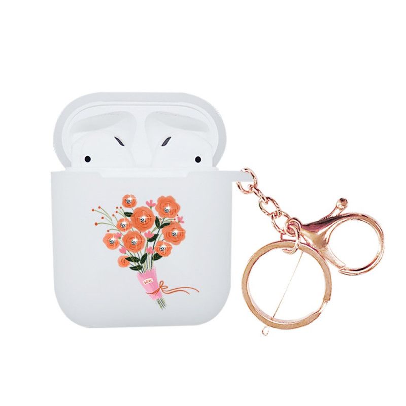 Skal AirPods Röd Seriens Bukett Blommor Nxed Med Snäppkrok