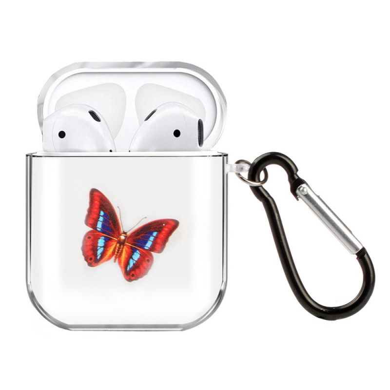 Skal AirPods Röd Transparent Silikonfjärilserie