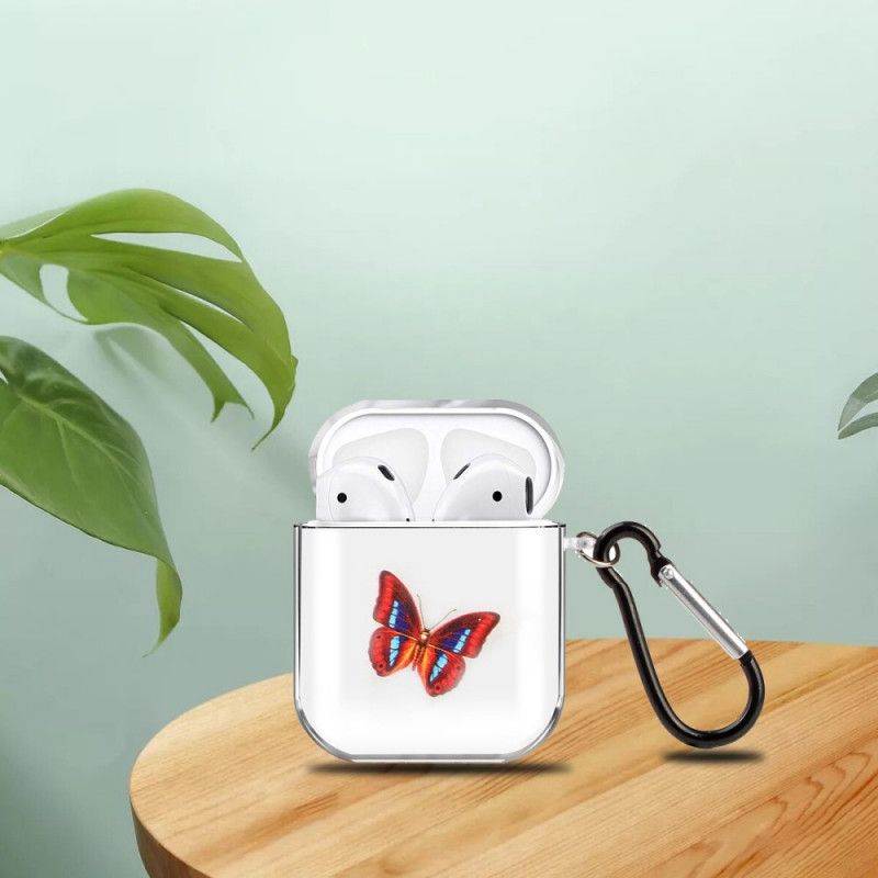 Skal AirPods Röd Transparent Silikonfjärilserie