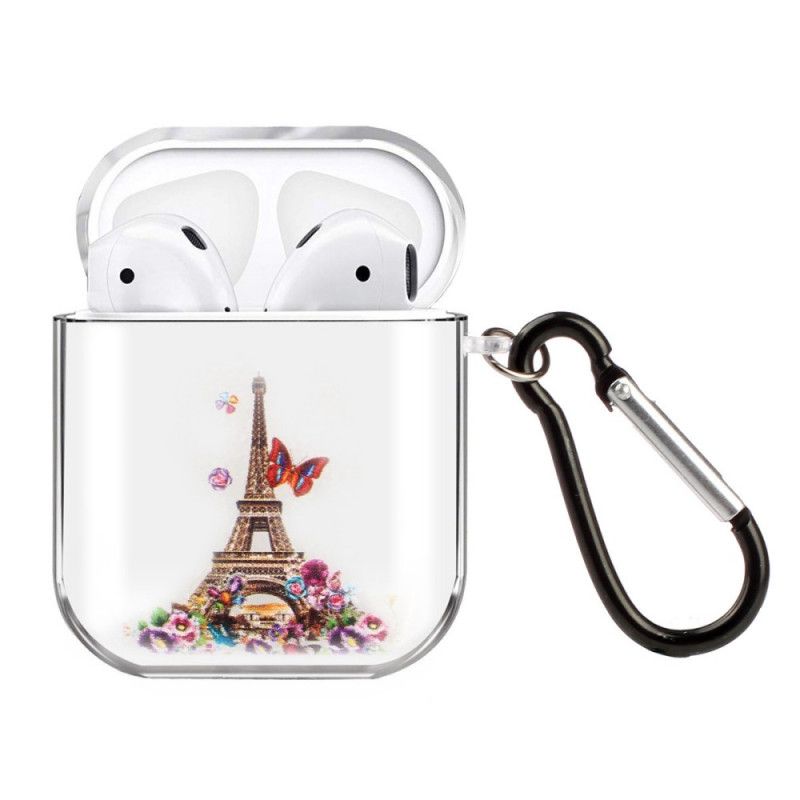 Skal AirPods Röd Transparent Silikonfjärilserie